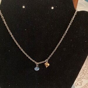 Betsey Johnson Vintage small heart and blue bead necklace.